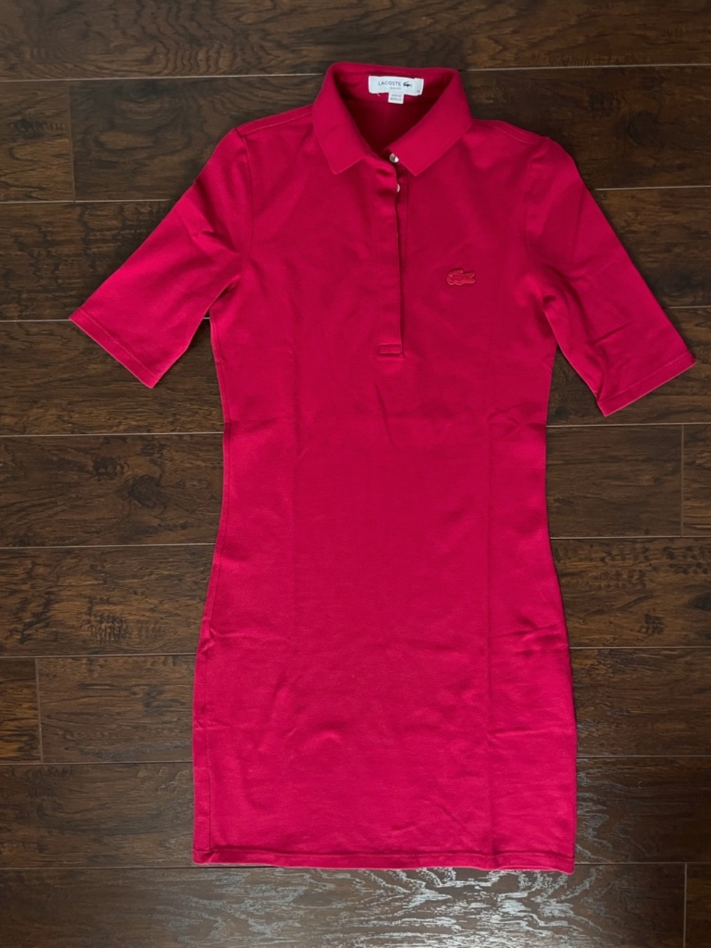 NWOT Lacoste Polo Mini Dress, Short Sleeves - Red/Fuchsia, Size S (FR 34)